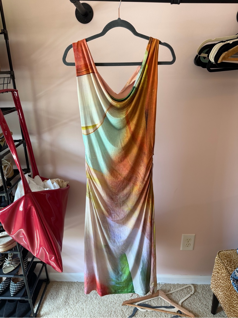 Never Fully Dressed Orange Green Tie-Dye Dress